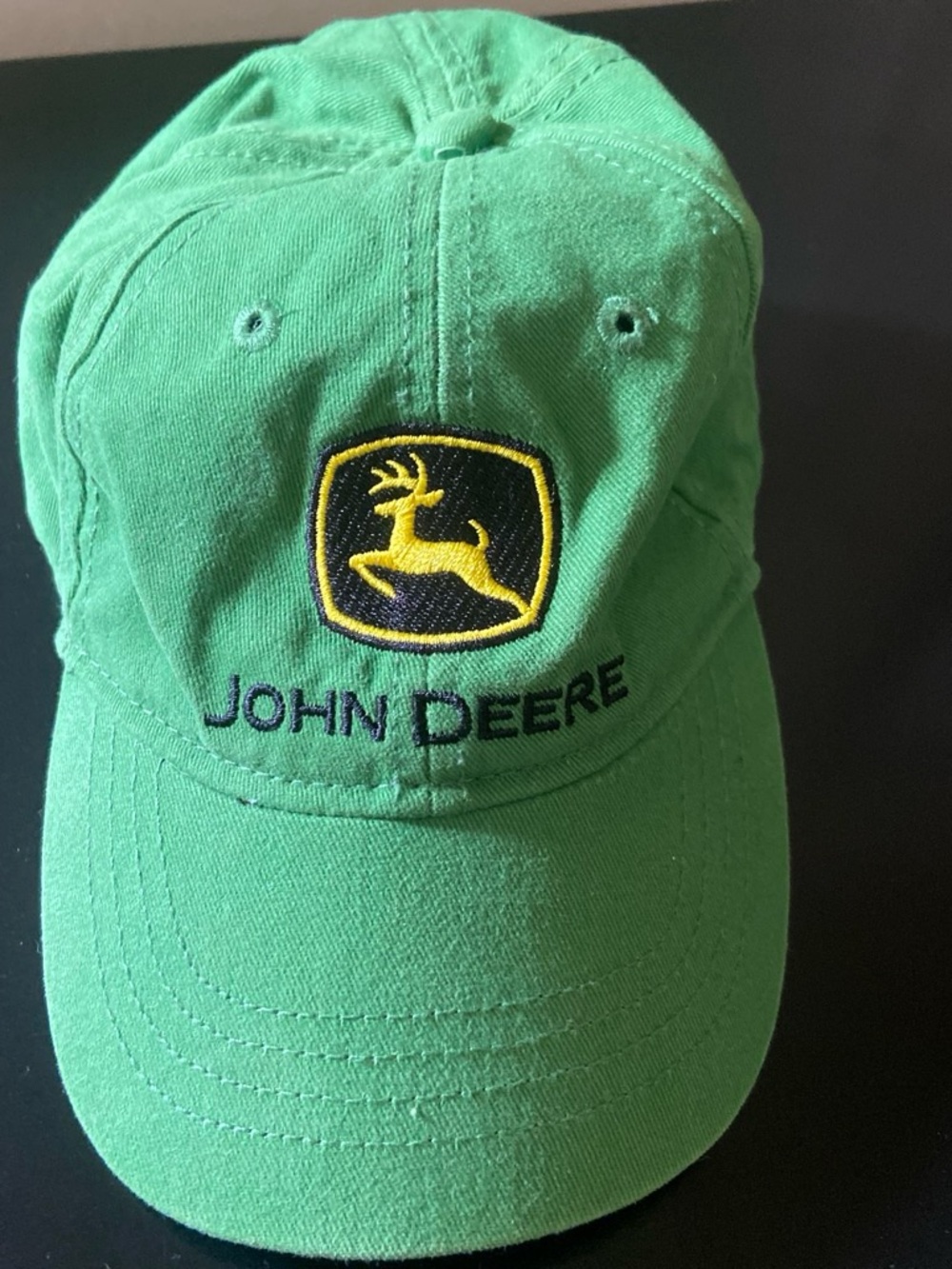 John Deere Green Hat with Yellow Logo and Black Accent